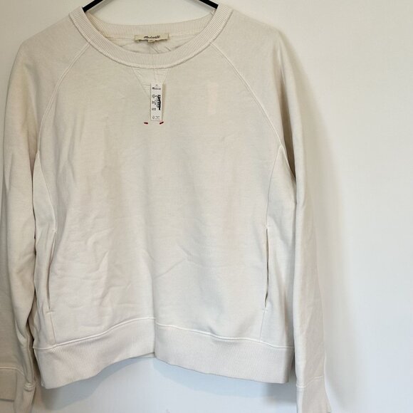 NWT Madewell Garment-Dyed Crewneck Sweatshirt in Parchment - Size: Medium - Picture 3 of 13